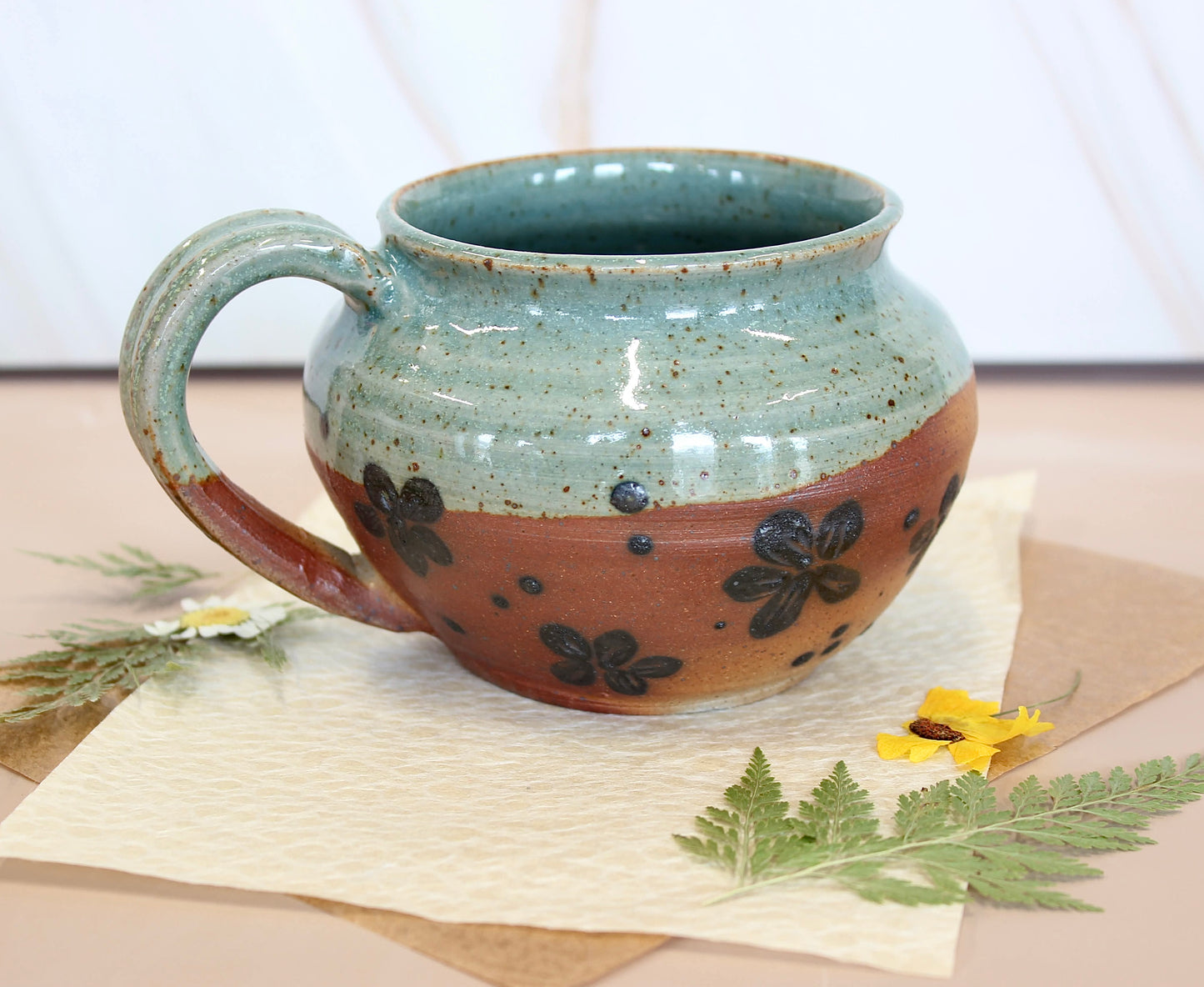 Soda-Fired Floral Mug