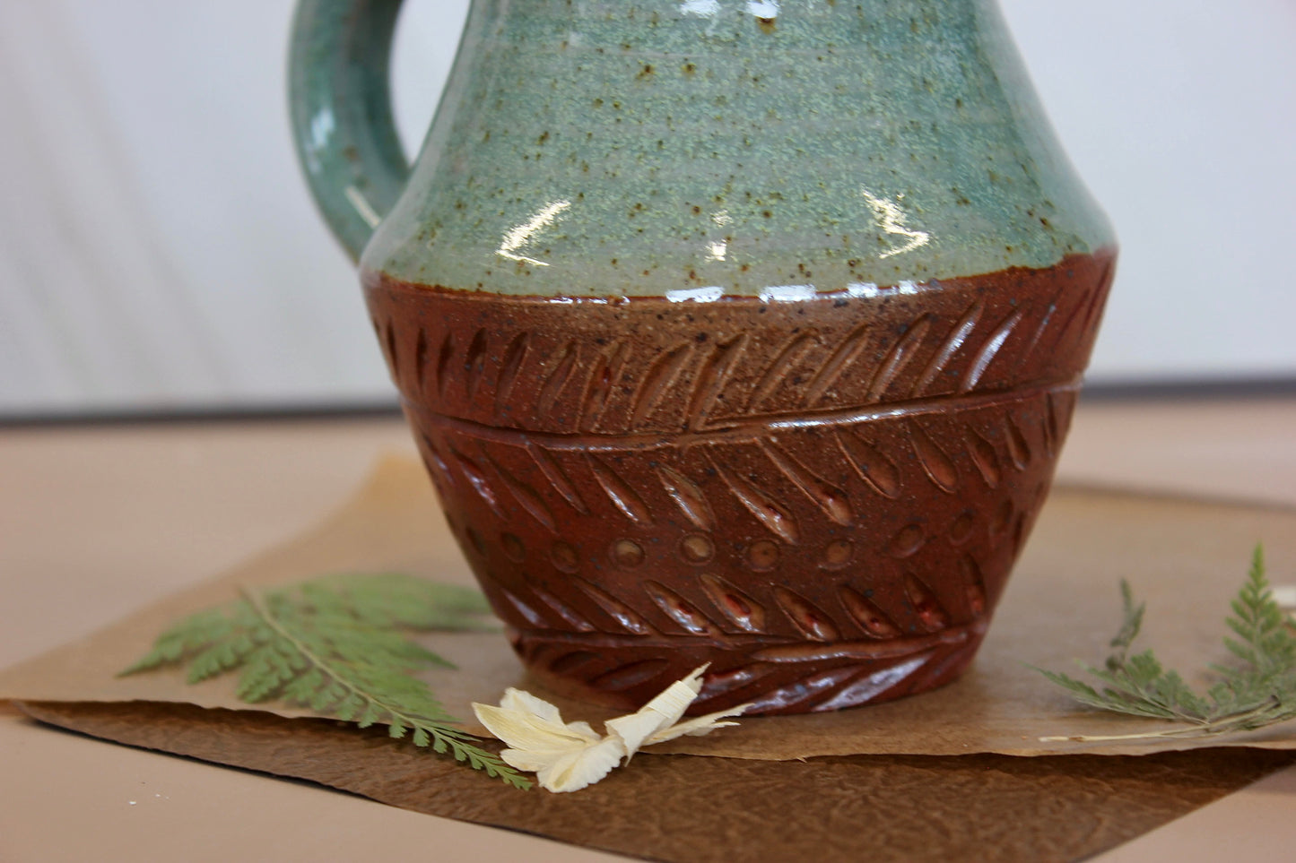 Soda-Fired Carved Mug
