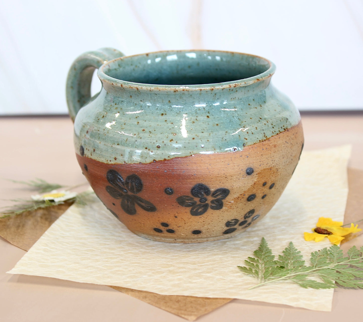 Soda-Fired Floral Mug