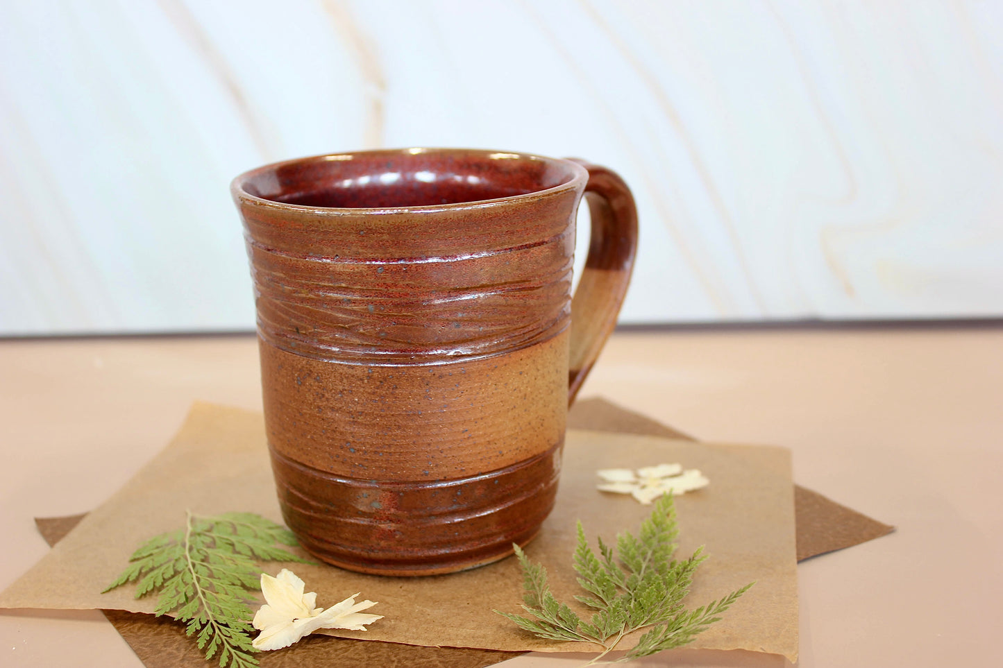 Soda-Fired Red Striped Mug