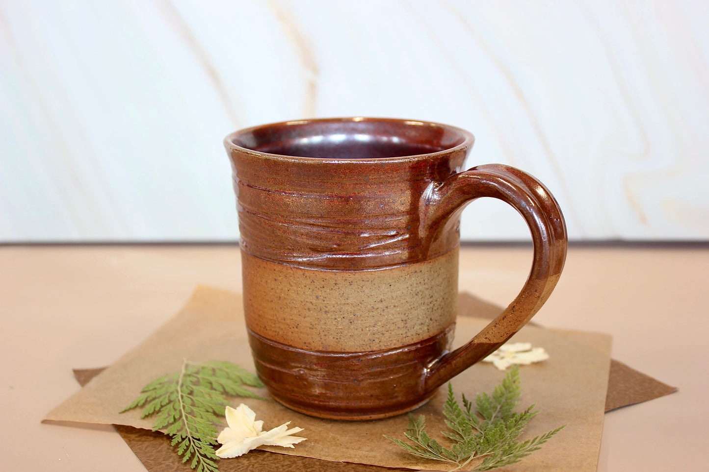 Soda-Fired Red Striped Mug