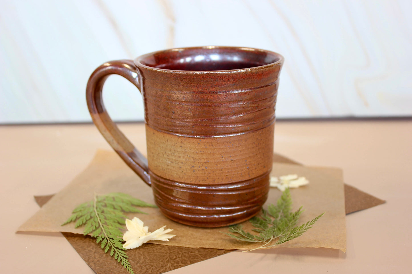 Soda-Fired Red Striped Mug