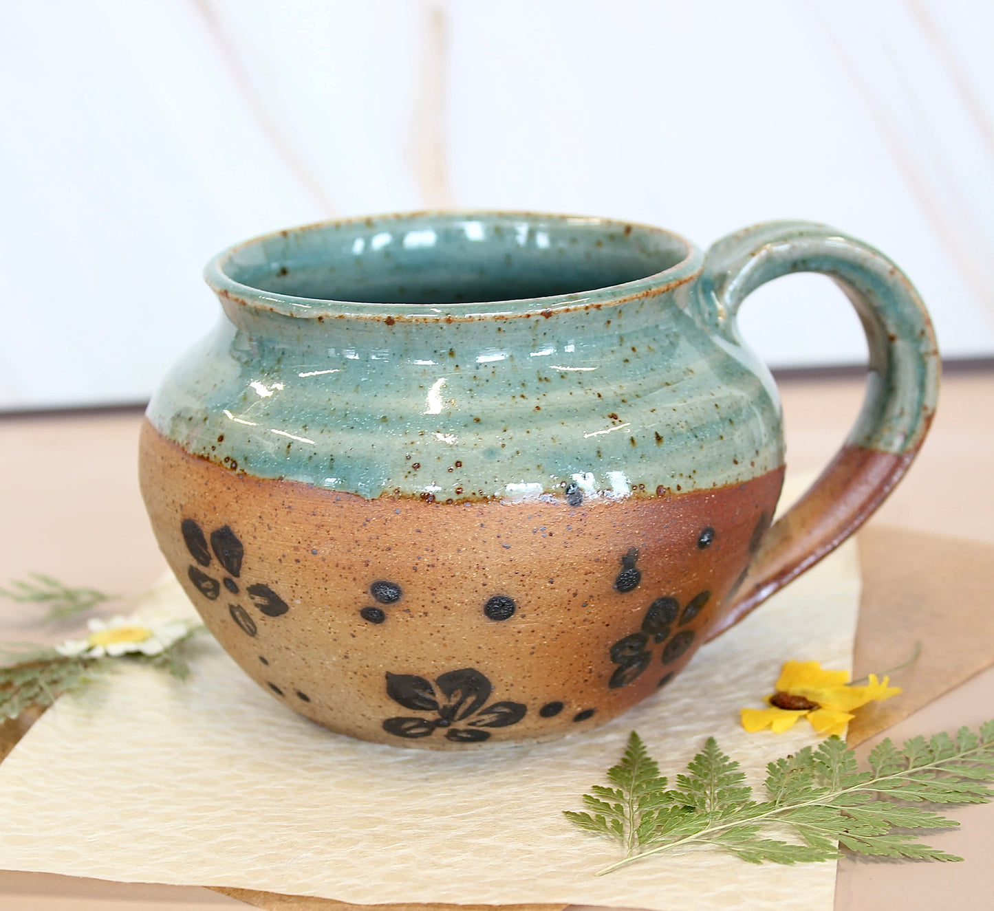 Soda-Fired Floral Mug